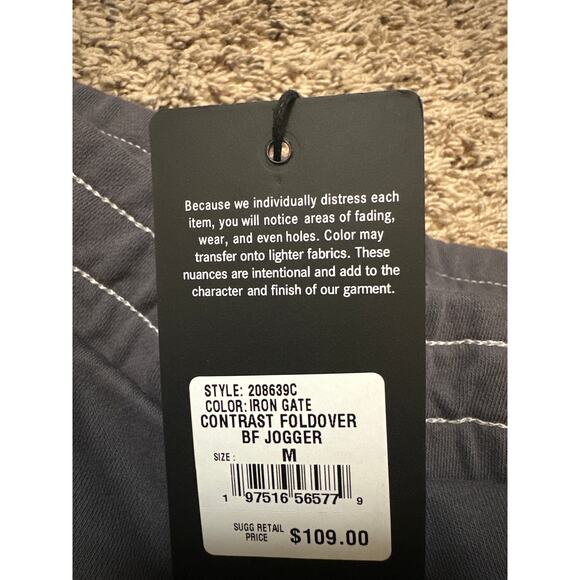 True Religion 208639C Contrast Foldover Boyfriend Joggers Gray Size Medium New - Picture 5 of 5
